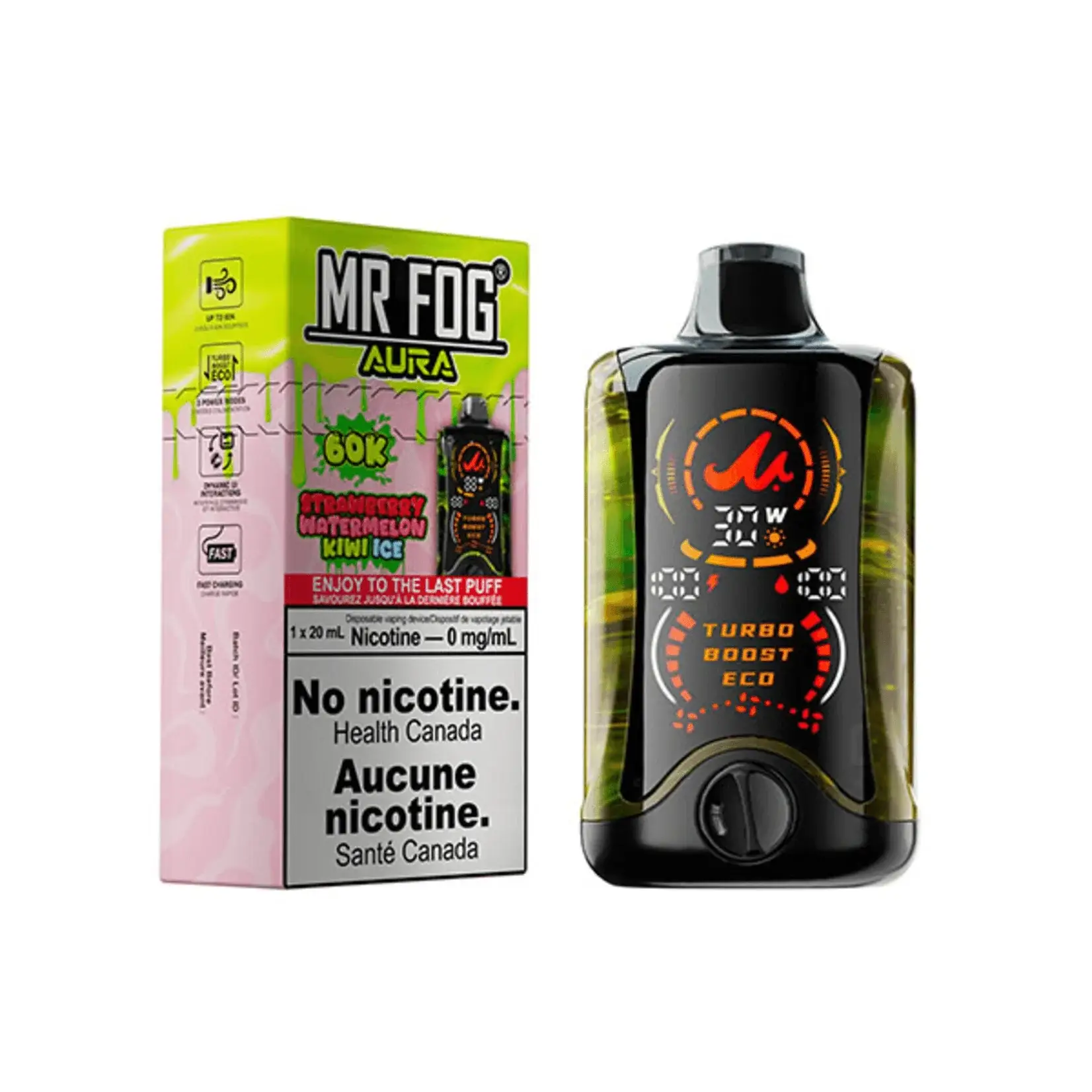 Mr Fog Aura Strawberry Watermelon Kiwi Ice 60k Puffs Disposable Vape